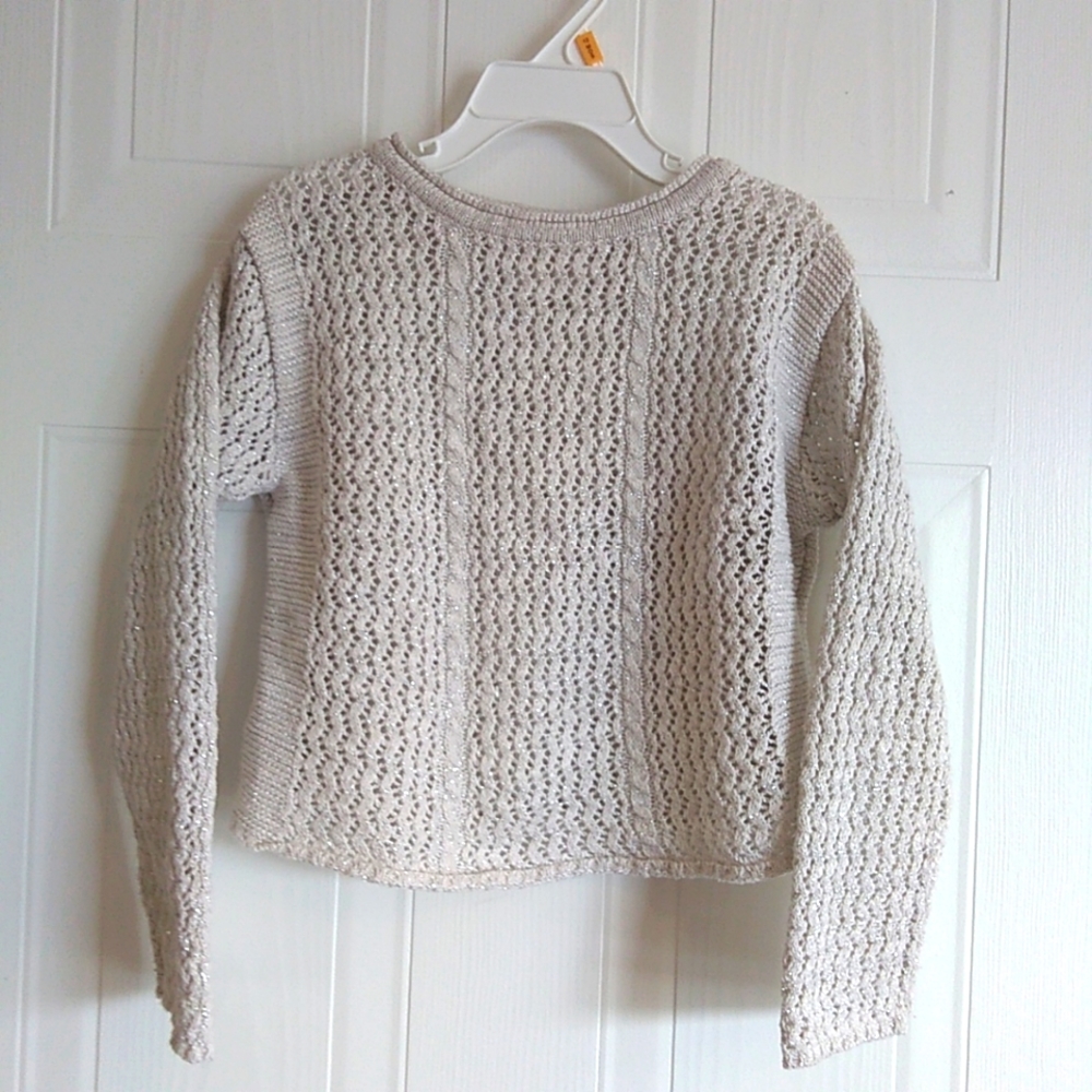 Pioppa Girls Size 8 Sparkle Knit Pullover Sweater in Cream